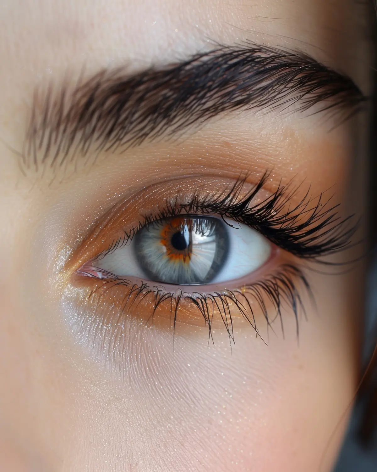 Schöne lange, geschwungene und gefüllte Wimpern